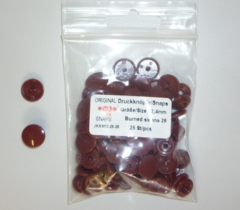 Kamsnapdrukkers 12.4mm (25 stuks), Bordeaux 26